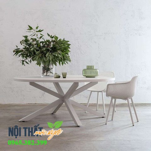 Mẫu bàn ăn tròn hiện đại với tông màu sắc hài hòa, phù hợp nhiều không gian