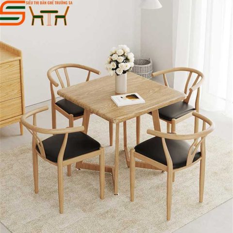 Mẫu bàn ghế cafe gỗ bền đẹp, sang trọng, phù hợp không gian quán cafe Hà Nội