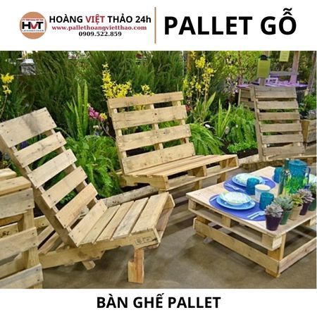 Mẫu bàn ghế pallet đẹp mộc mạc hòa mình vào thiên nhiên