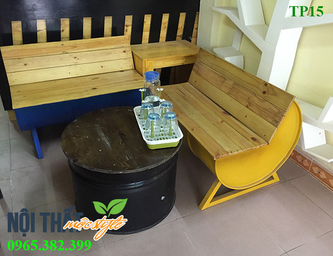 Mẫu bàn ghế tự chế đẹp từ thùng phuy TP15