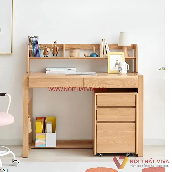 mẫu bàn học sinh bằng gỗ tự nhiên cho cấp 1 thiết kế phù hợp