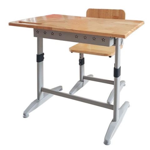 mẫu bàn học sinh cấp 1 chống gù điều chỉnh chiều cao, màu vân gỗ