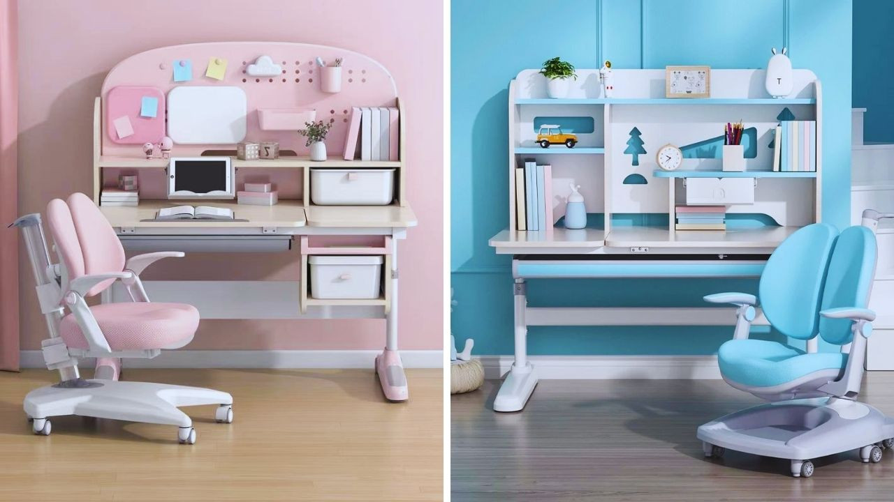 Mẫu bàn học sinh cấp 1 chống gù hiện đại, an toàn cho sức khỏe bé.