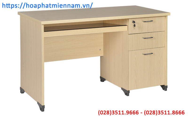 Mẫu bàn làm việc gỗ ép 1m2 có hộc liền và thiết kế hiện đại