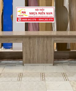 Mẫu bàn máy tính nhựa Đài Loan màu kem tinh tế có hộc kéo