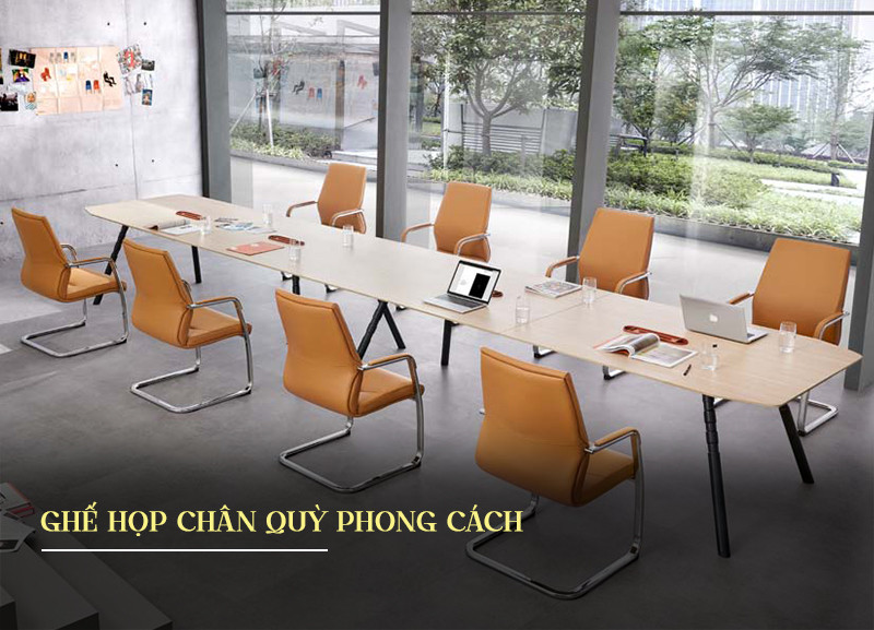 Mẫu ghế gỗ phòng họp cao cấp chân quỳ thanh lịch cho phòng hội nghị