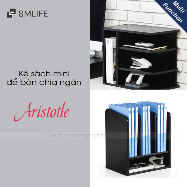 Mẫu kệ gỗ để bàn làm việc Aristotle với nhiều ngăn tiện lợi