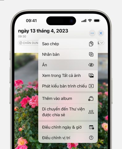 Menu tùy chọn ẩn hình ảnh bạn ẩn trên iPhone