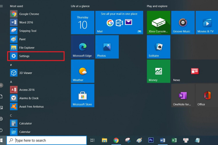 Mở Settings trên Windows để kiểm tra phiên bản máy tính