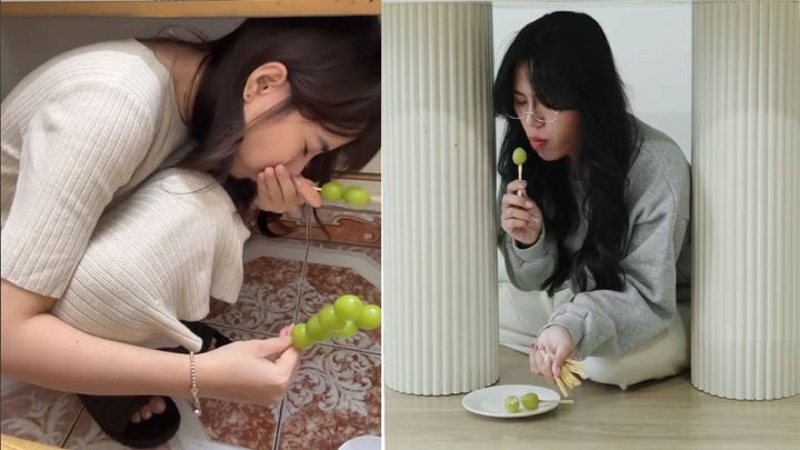 Người trẻ hào hứng trải nghiệm trend chui gầm bàn ăn nho đêm giao thừa