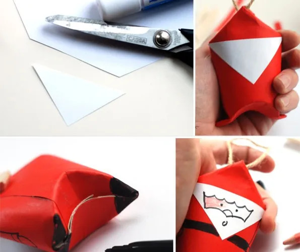 Ông già Noel lõi giấy handmade trang trí bàn làm việc