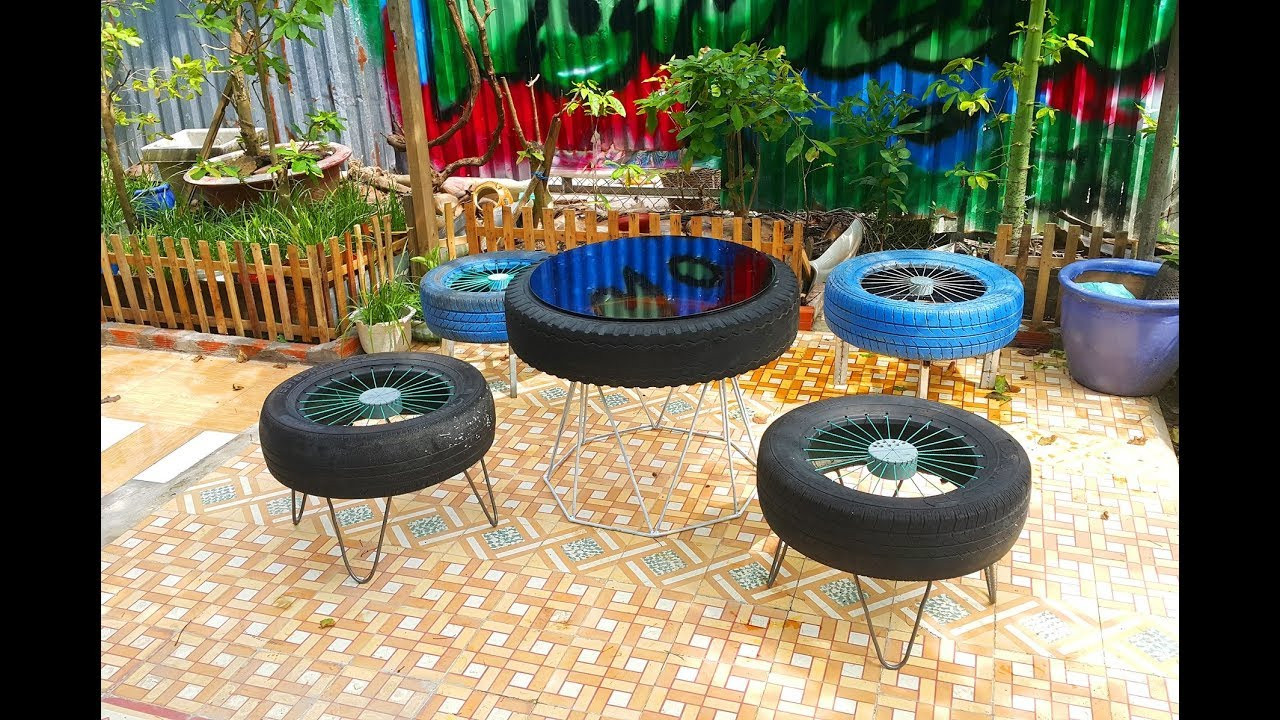 Quy trình làm bàn cafe từ lốp xe