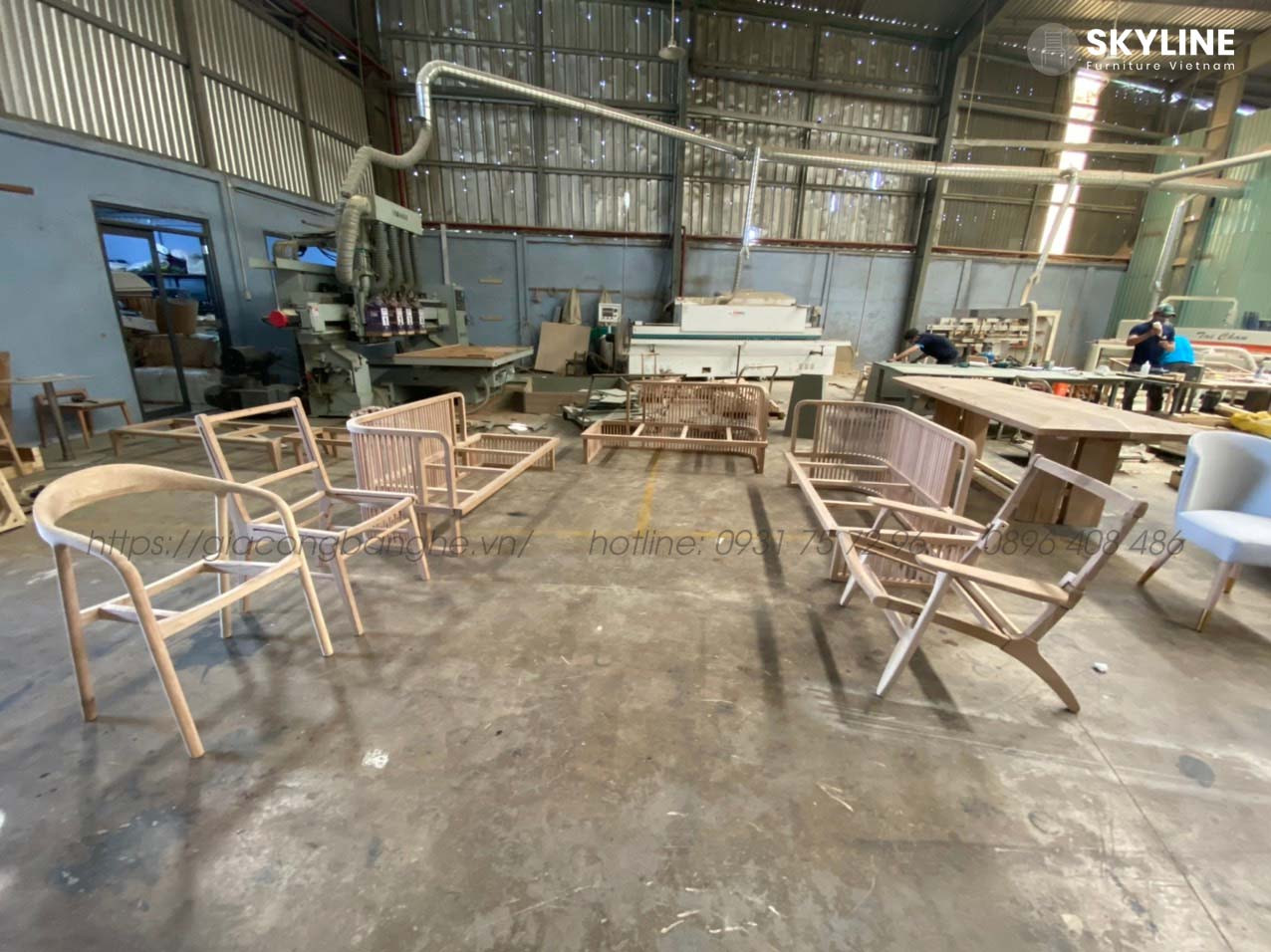 sản xuất nội thất bàn ghế khung gỗ tự nhiên với kỹ thuật gia công tinh xảo