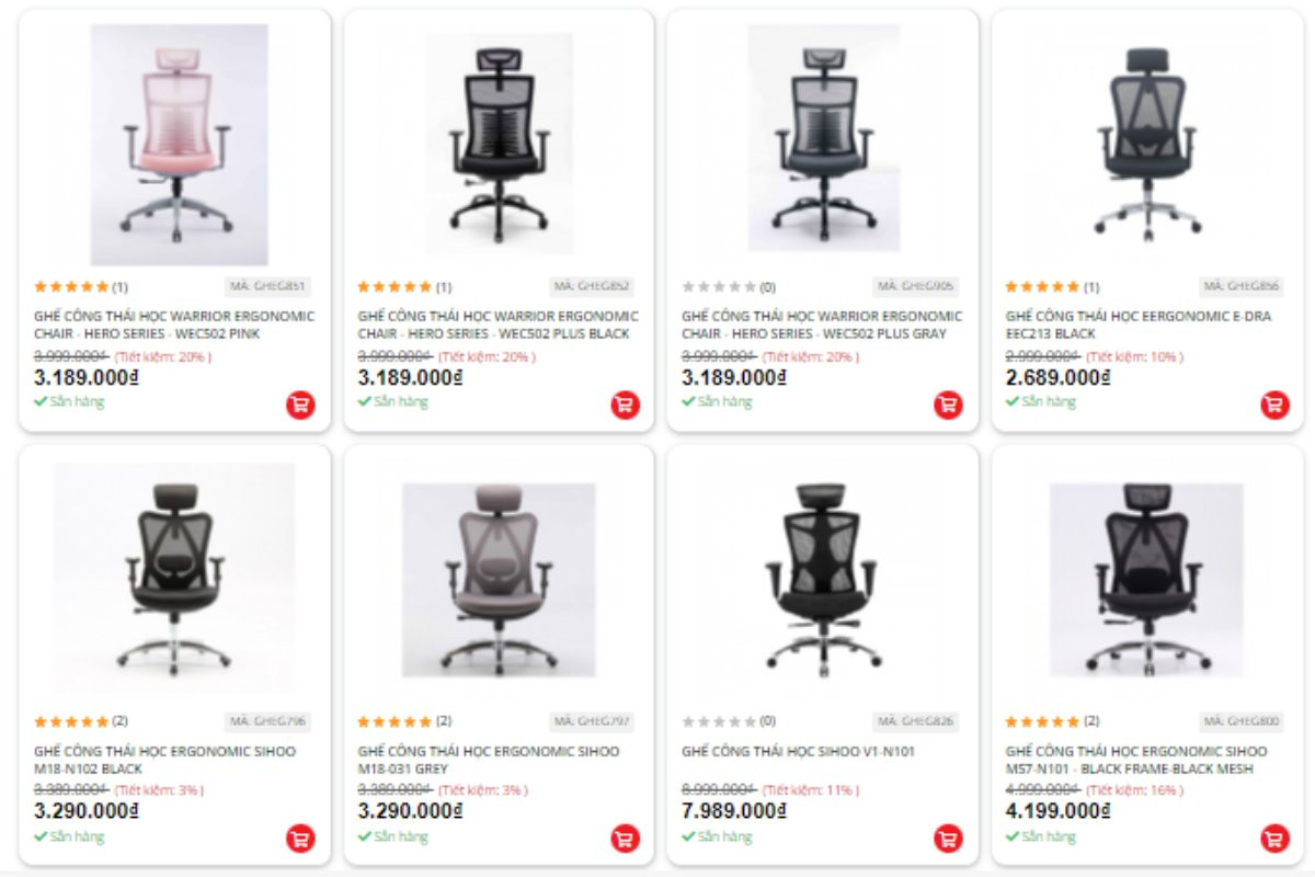 Showroom ghế công thái học HACOM Hà Nội
