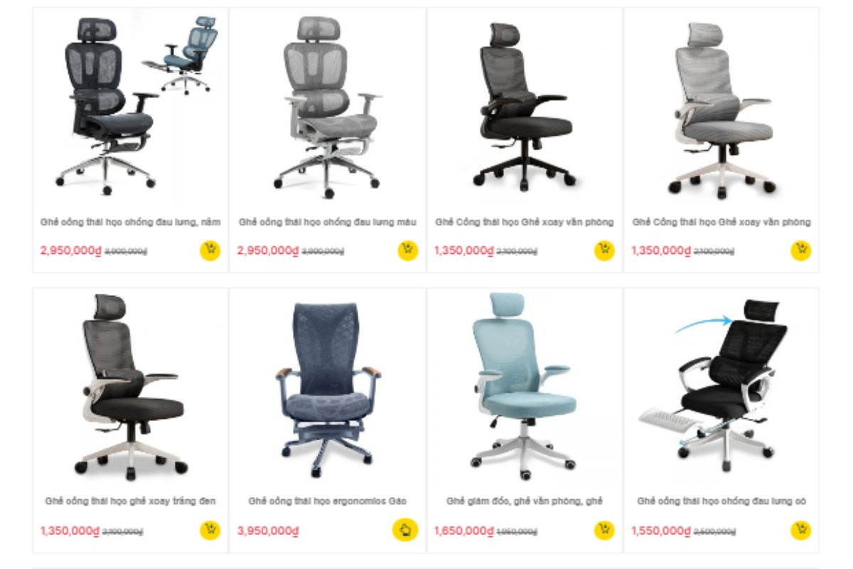 Showroom ghế công thái học Nội thất Ami Hà Nội
