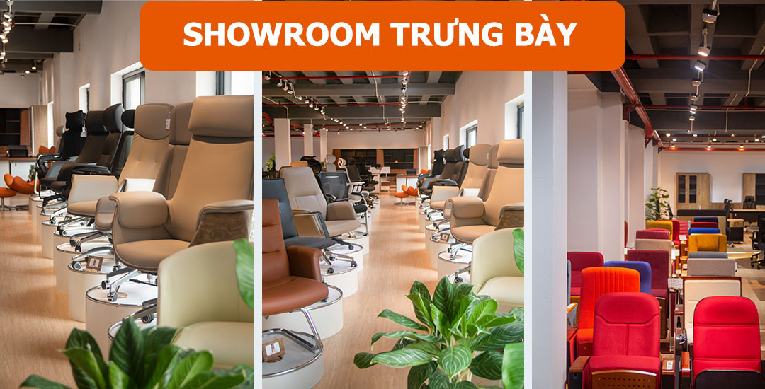 Showroom trưng bày đa dạng ghế Hòa Phát văn phòng tại Hà Nội