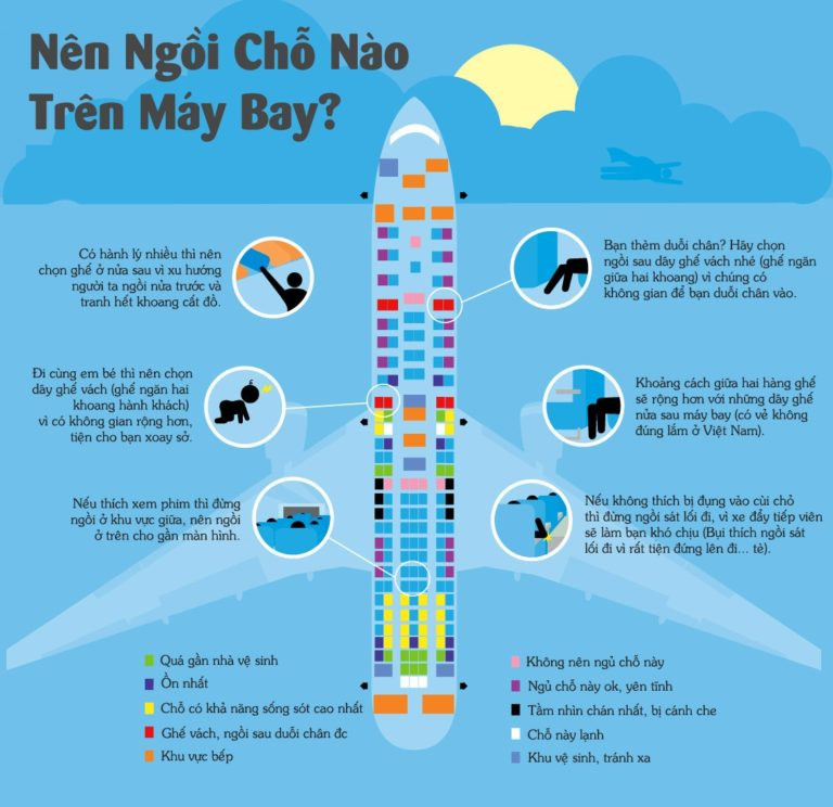 Sơ đồ ghế ngồi trên máy bay giúp chọn vị trí phù hợp