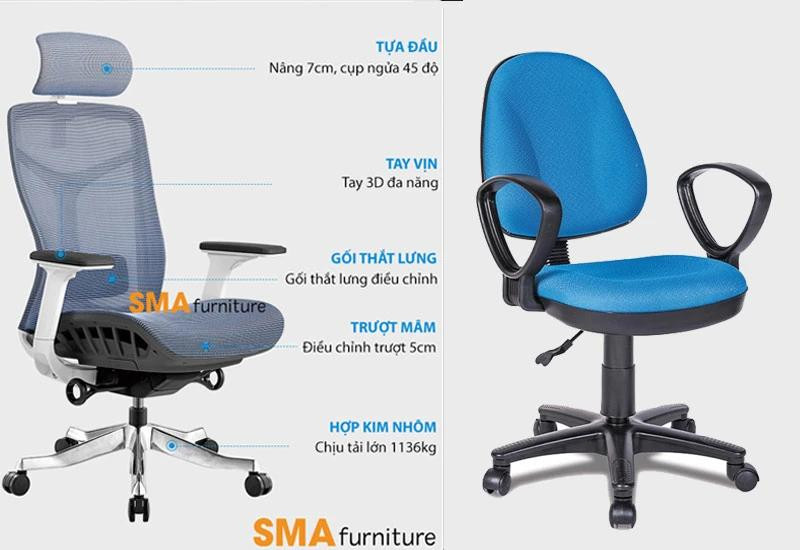 So sánh chi tiết ghế công thái học Hồ Chí Minh và ghế văn phòng thông thường