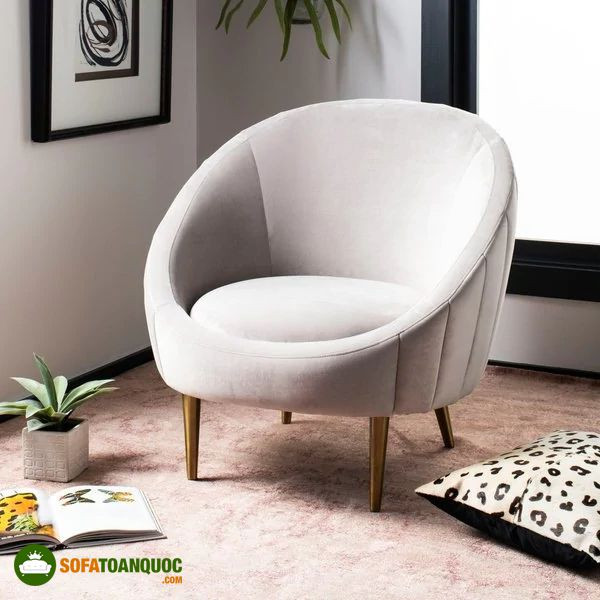 Sofa đơn dáng tròn hiện đại với chân kim loại mạ vàng