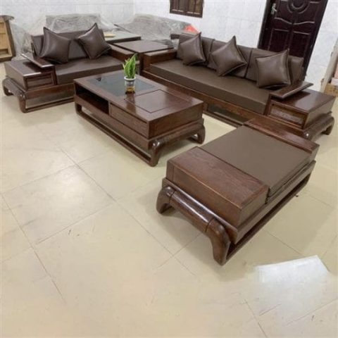 Sofa gỗ đùi gà phong cách hiện đại cho phòng khách