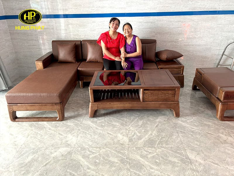 Sofa gỗ sồi chân quỳ nhập khẩu