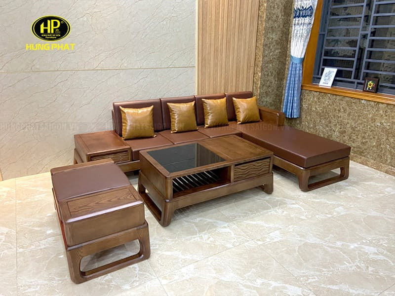 Sofa gỗ sồi với chân quỳ