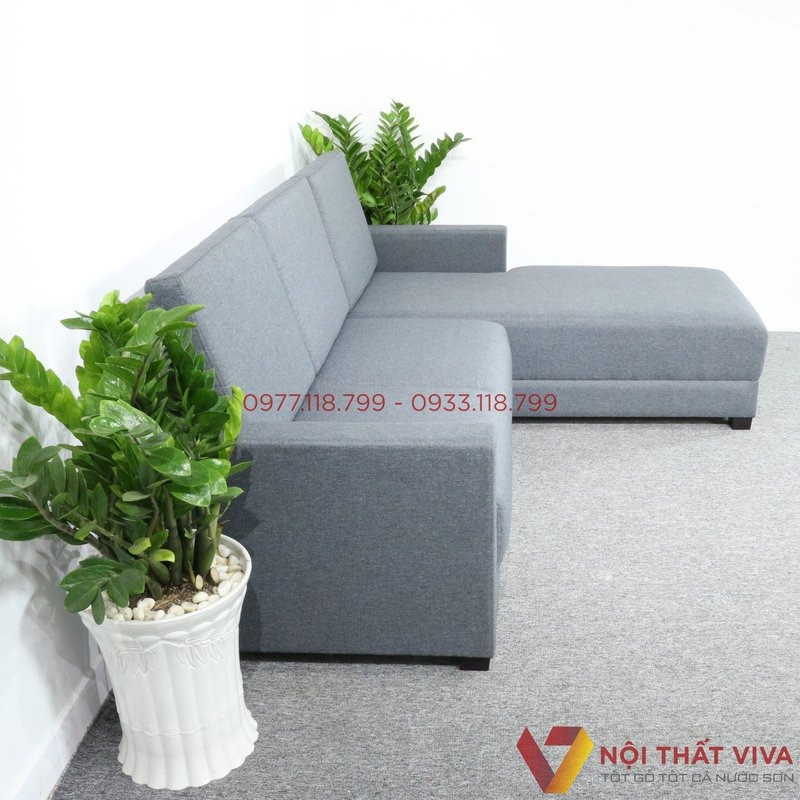 Sofa góc mini màu xám tro, thiết kế thông minh tận dụng tối đa không gian góc phòng ngủ, mang lại sự tiện nghi và thẩm mỹ
