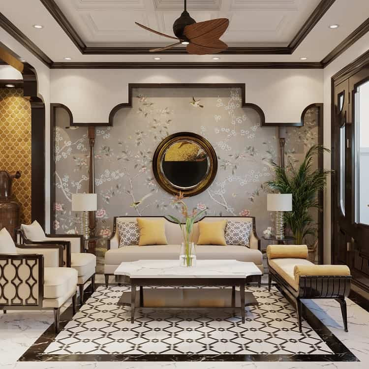 Sofa Indochine tạo nét độc đáo và riêng biệt cho phòng khách nhà phố