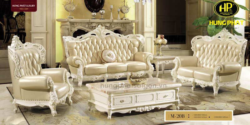 Sofa tân cổ điển bọc da cao cấp tại cửa hàng bán ghế