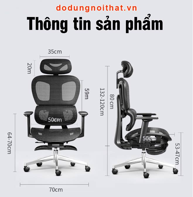 Tay vịn 3D và cần điều chỉnh độ cao của ghế CTH 99