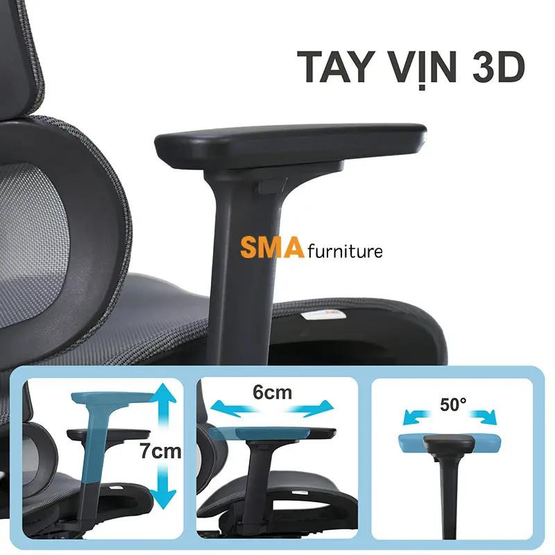 Tay vịn đa chiều tiện lợi trên ghế công thái học 3 triệu