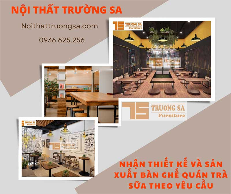 Thiết kế bàn ghế quán trà sữa độc quyền theo yêu cầu khách hàng
