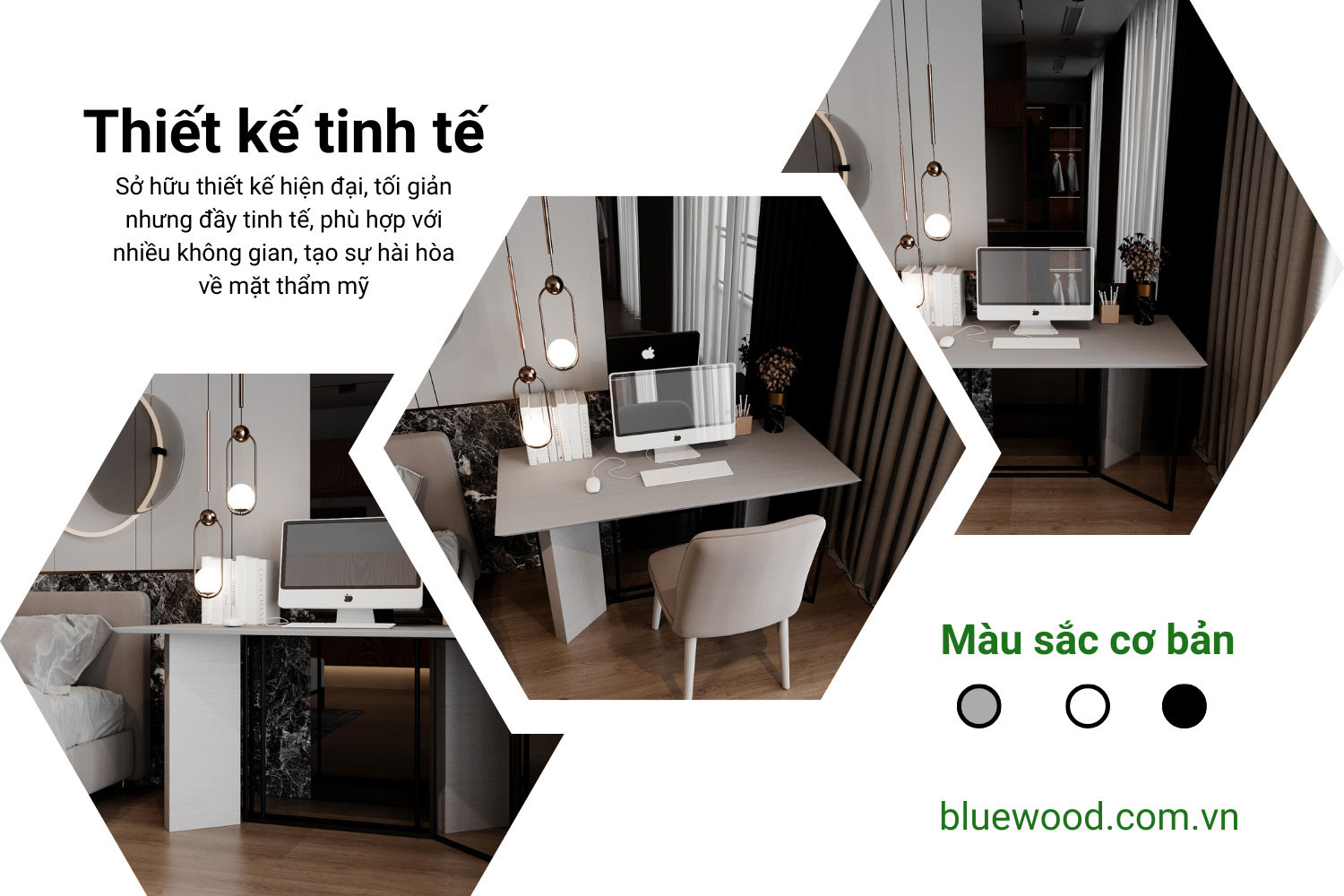 Thiết kế bàn làm việc hiện đại, mặt bàn rộng rãi