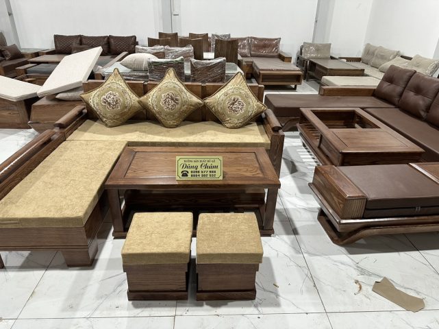 Thiết kế sofa gỗ góc trứng nhỏ giá rẻ hiện đại cho không gian dưới 25m2