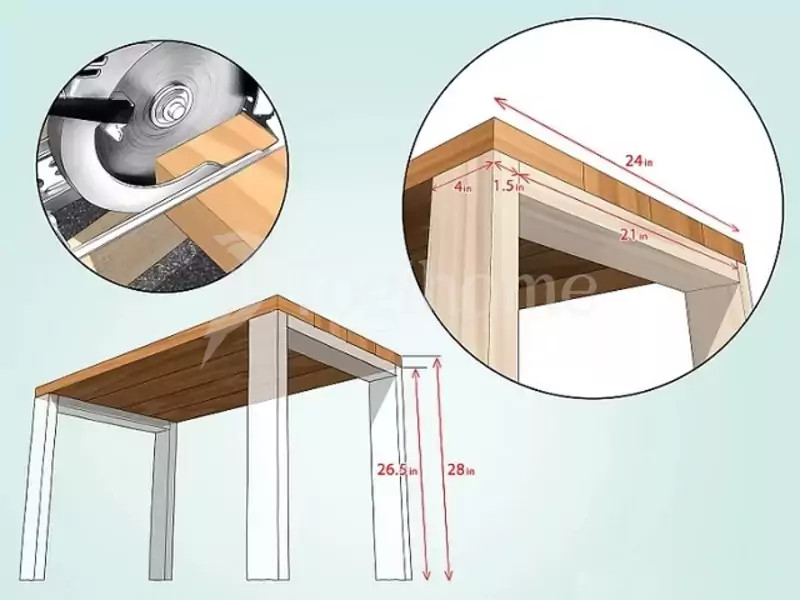 Thợ mộc cắt gỗ làm chân bàn học sinh với chiều cao tiêu chuẩn