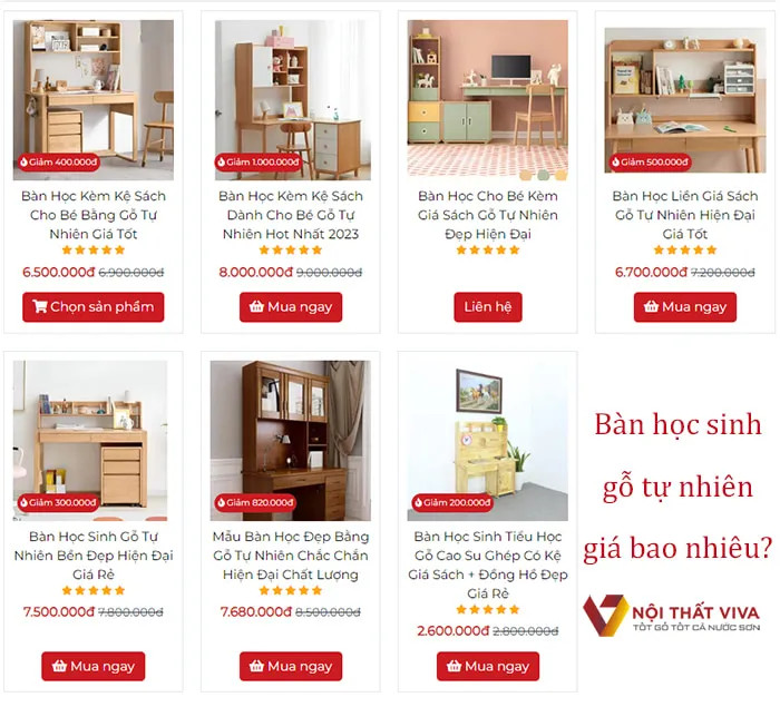 tìm hiểu về giá các mẫu bàn học sinh bằng gỗ tự nhiên