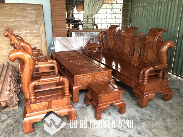 Toàn cảnh bộ bàn ghế Tần Thủy Hoàng gỗ hương đá 6 món sang trọng