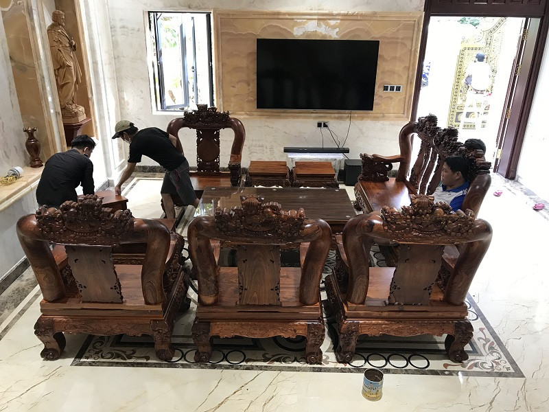 Tổng quan bộ bàn ghế gỗ cẩm lai 10 món cho phòng khách