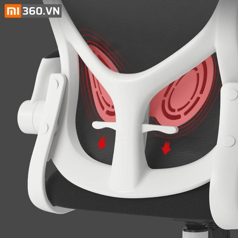 Tổng thể mặt sau của ghế công thái học Xiaomi HBADA HDNY163 với đệm ngồi êm ái