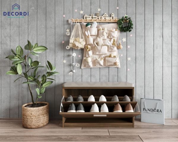 Tủ giày có ghế ngồi nhỏ gọn, kích thước tối ưu cho không gian hẹp