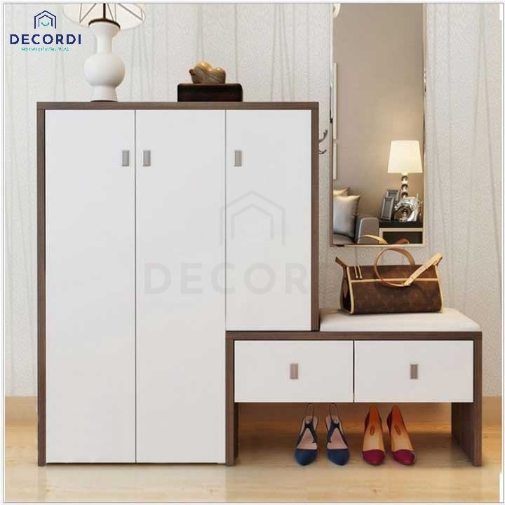 Tủ giày hiện đại có ghế ngồi tiện nghi