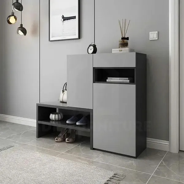 Tủ giày kết hợp ghế ngồi thiết kế tối giản, sang trọng