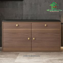Tủ giày kết hợp ghế ngồi tiện lợi với thiết kế tối giản, mặt ghế màu ghi