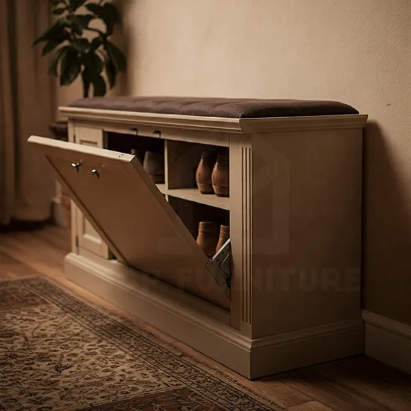 Tủ giày tích hợp ghế ngồi phong cách cổ điển