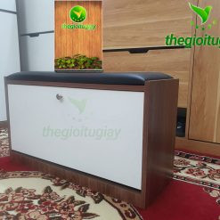 Tủ kiêm ghế ngồi TG060A màu gỗ tối, có đệm ngồi êm ái