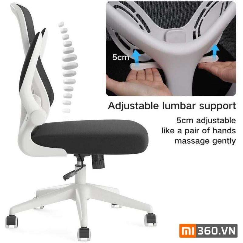 Tựa lưng cong chữ S của ghế công thái học Xiaomi HBADA HDNY163 bảo vệ cột sống