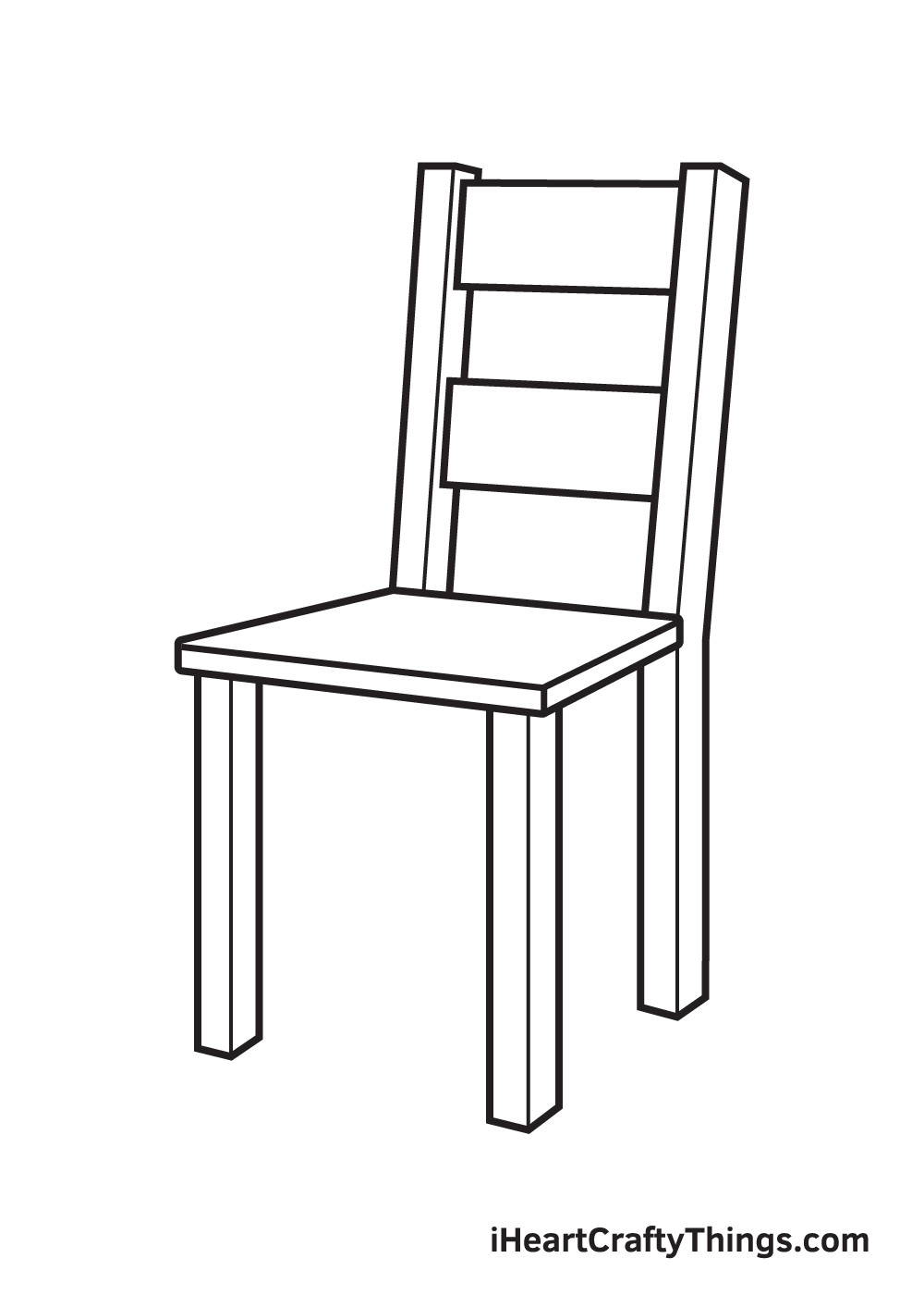 Vẽ hai chân trước của ghế ngồi, hoàn thiện bốn chân trụ để chiếc ghế đứng vững