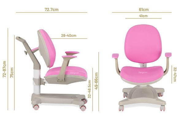 Vỏ bọc ghế ngồi màu hồng mềm mại, phù hợp với không gian học tập