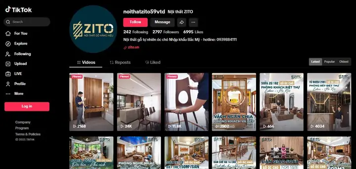 Các Kênh Tiktok Ngành Nội Thất Cao Cấp Thành Công