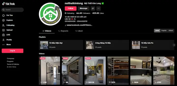 Các Kênh Tiktok Ngành Nội Thất Cao Cấp Thành Công